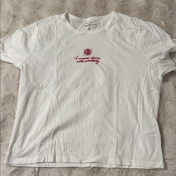 Abercrombie & Fitch Tops - White T-Shirt with Red Embroidery
